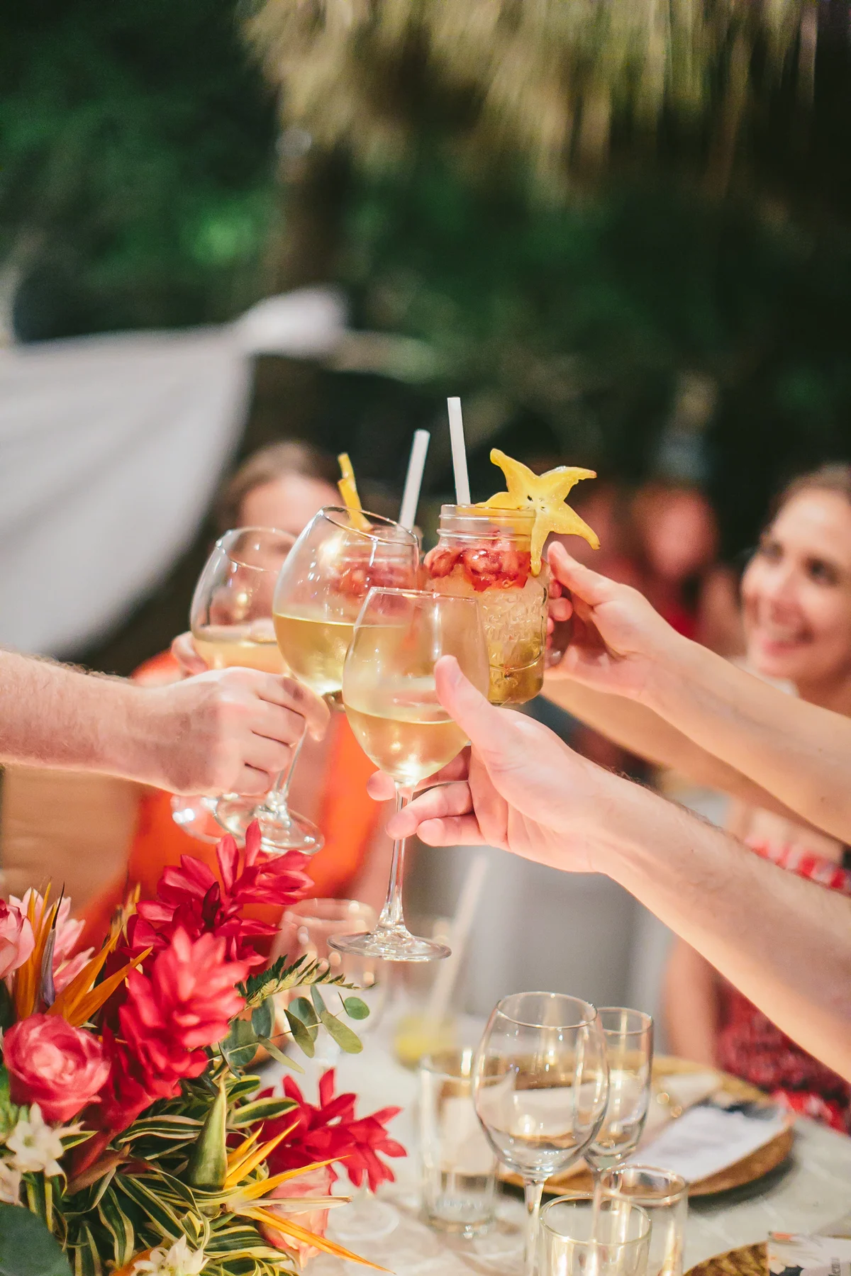 Guests sharing a toast at a wedding reception
